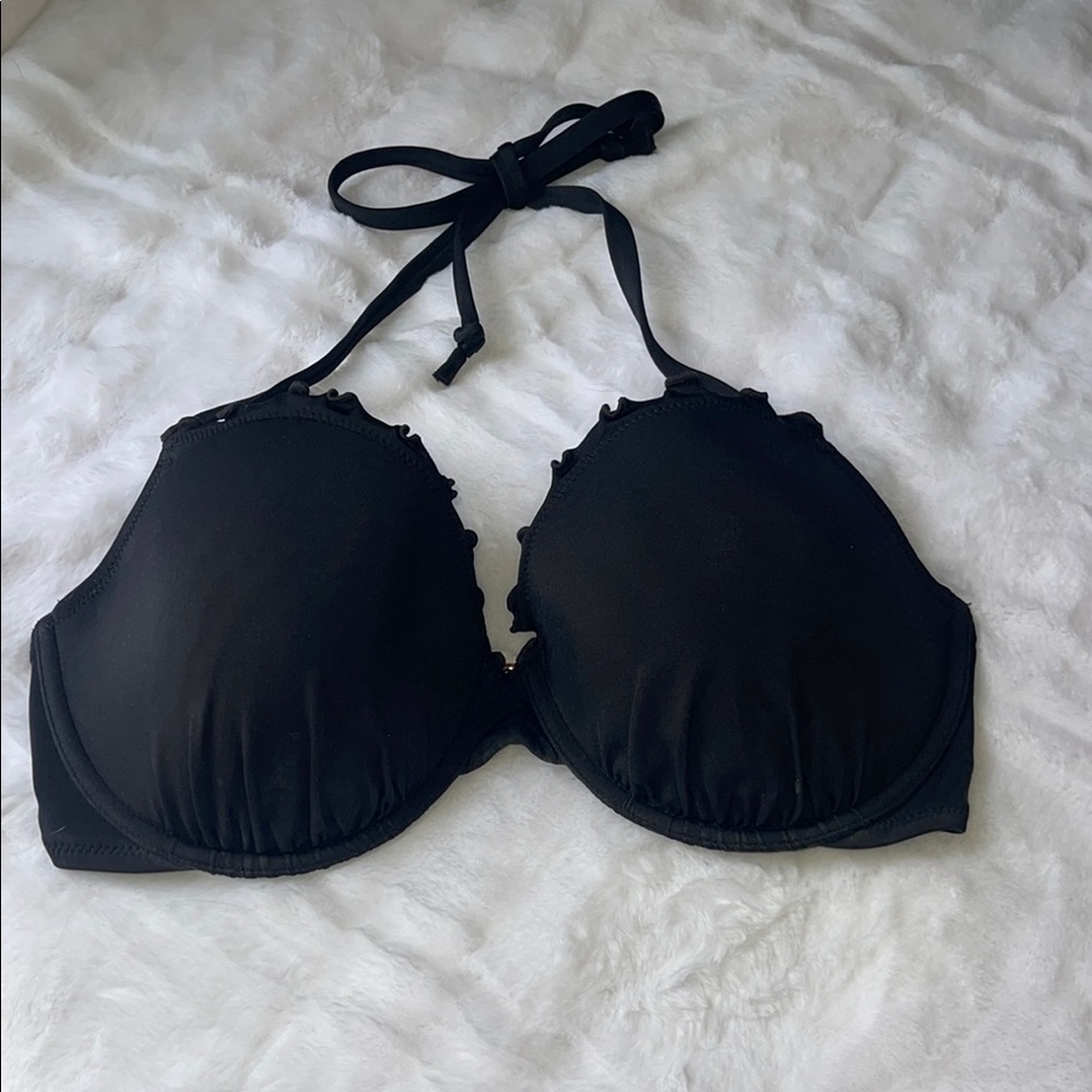 Shade & Shore Black Women's Halter Bikini Top 34 DD